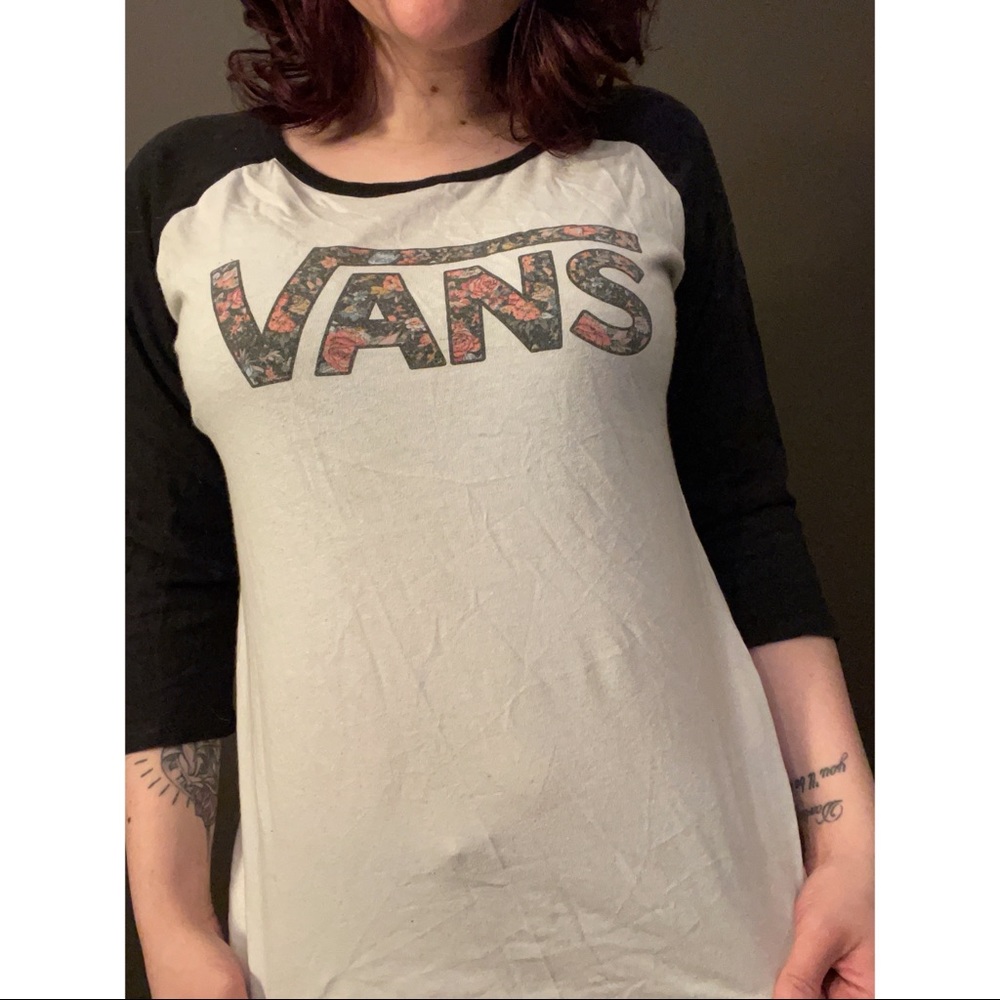 Vans Black and White Raglan Shirt